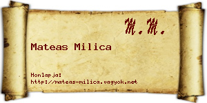 Mateas Milica névjegykártya